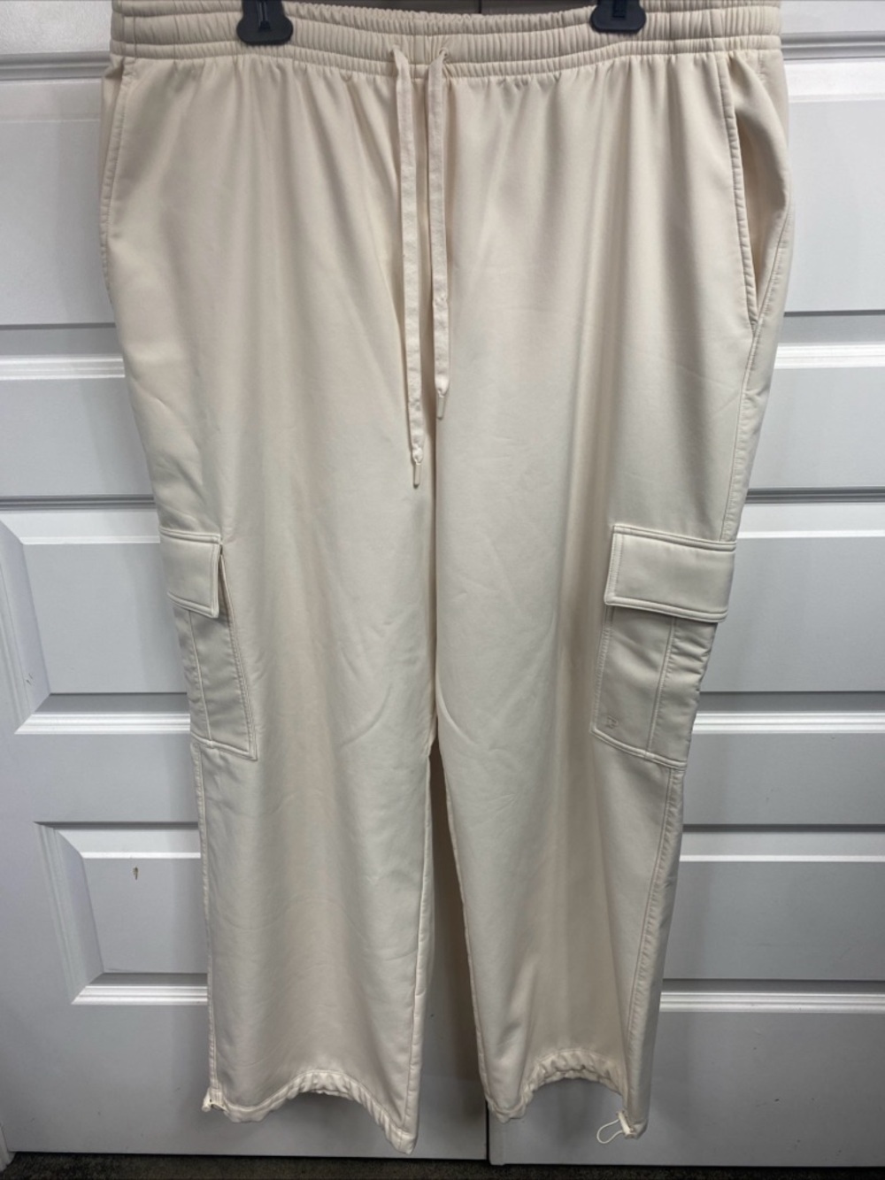 Victoria’s Secret Pink Brushed Woven Cargo Pants Beige XXL 2XL Fleece Lined Bung